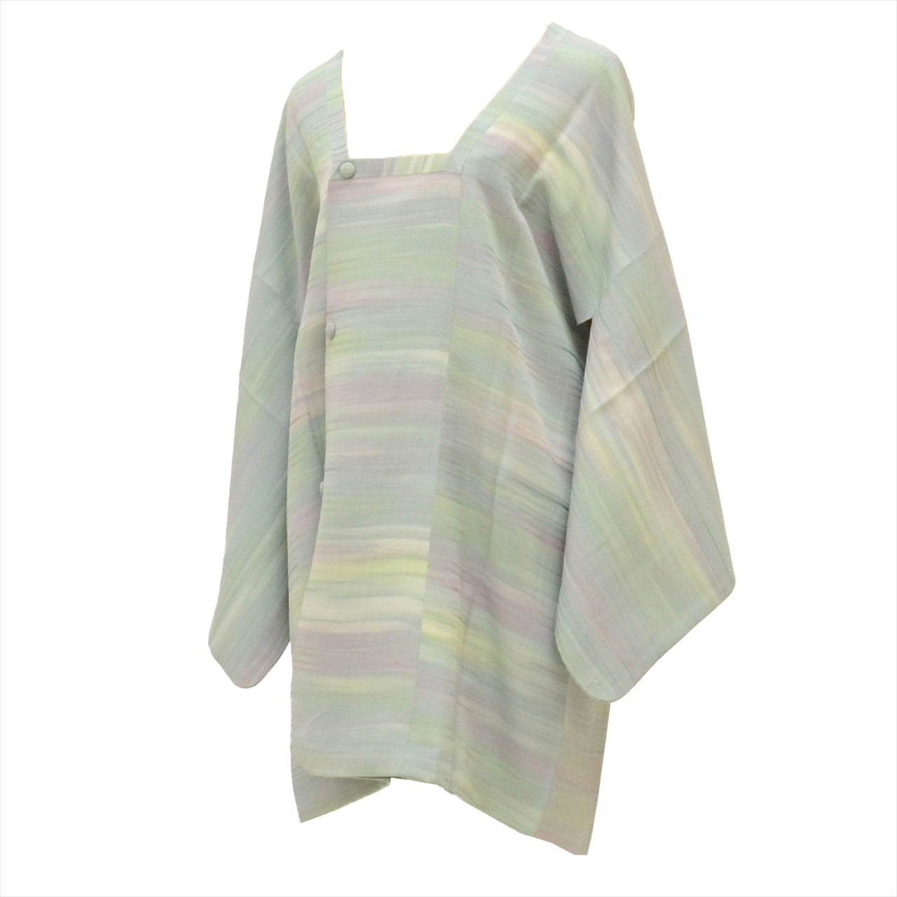 [Used] Silk Michiyuki Coat, Length 84.5cm (33.3in), Sleeve Length 64.5cm (25.4in), Ready-made, Recycled Kimono, Grayish Color, Mist Pattern, Michiyuki Collar, tt2419b 