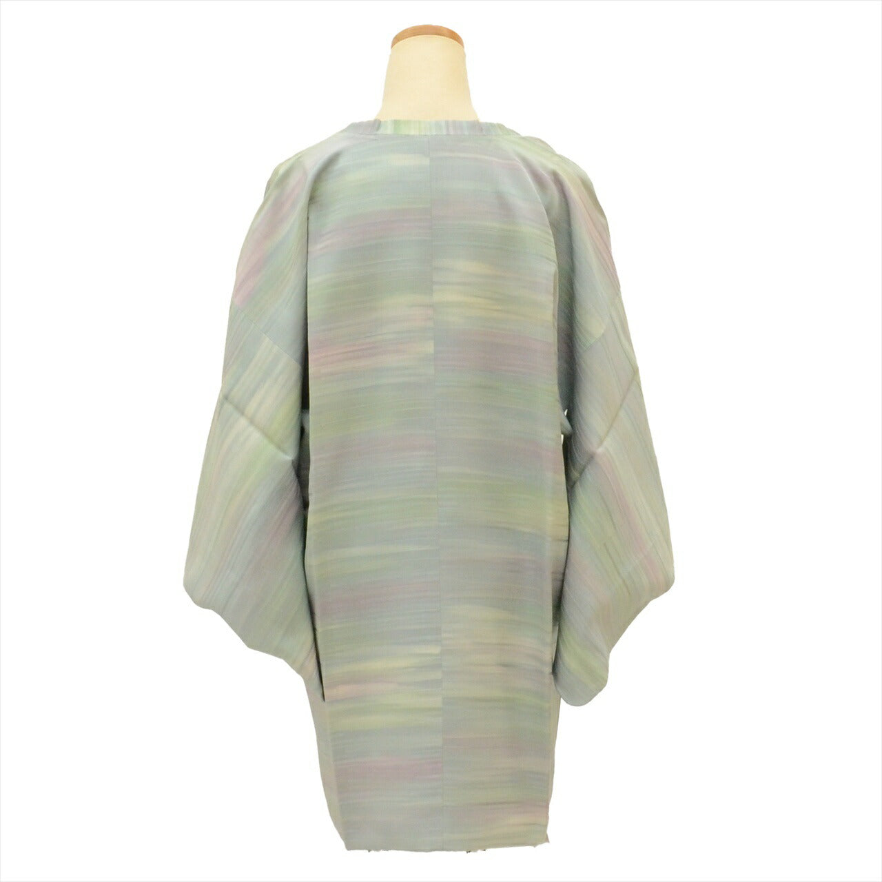 [Used] Silk Michiyuki Coat, Length 84.5cm (33.3in), Sleeve Length 64.5cm (25.4in), Ready-made, Recycled Kimono, Grayish Color, Mist Pattern, Michiyuki Collar, tt2419b 