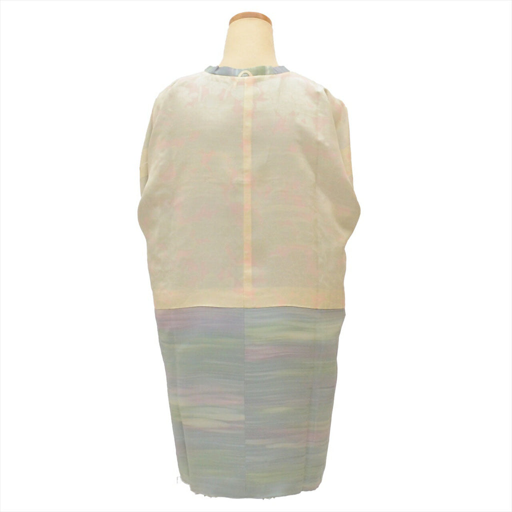[Used] Silk Michiyuki Coat, Length 84.5cm (33.3in), Sleeve Length 64.5cm (25.4in), Ready-made, Recycled Kimono, Grayish Color, Mist Pattern, Michiyuki Collar, tt2419b 