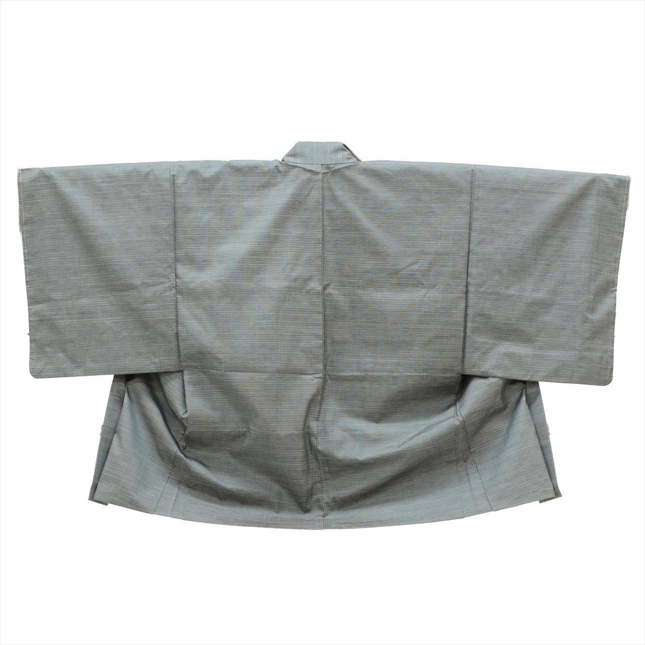 [Used] Men's Kimono and Haori Set, Authentic Oshima Tsumugi Silk, Unused, Length 140.5cm (M), Sleeve Length 68cm, Recycled Kimono, Ready-made, Greenish, Weft Kasuri Pattern, Comes with Obi Belt and Haori Cord, Certificate of Authenticity, Men's tt2456b 