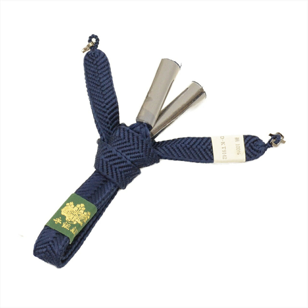 [Used] Men's Kimono and Haori Set Ensemble, Authentic Oshima Tsumugi Silk, Handwoven, Unused, Length 146cm (L), Sleeve Length 68.5cm, Navy Blue, Tortoiseshell Pattern, Comes with Obi Belt and Haori Cord, Men's, Certificate of Authenticity tt2457b 