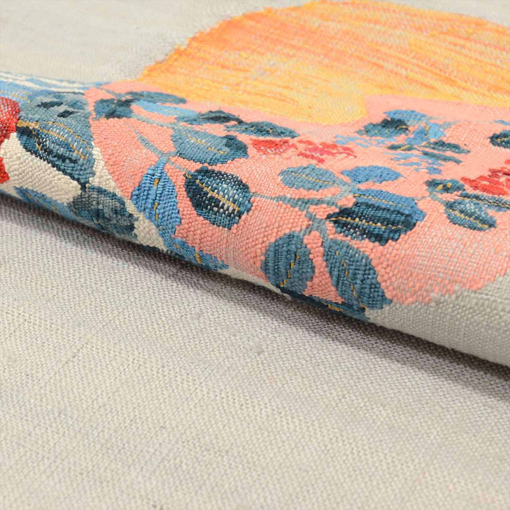 [Used] Nagoya Obi (Kimono Sash), Pure Silk, 9-inch width, Ready-made, Recycled Obi, Excellent Condition, Grayish Color, Round Floral Pattern, Taiko Pattern, Tsumugi Fabric, tt2499b 