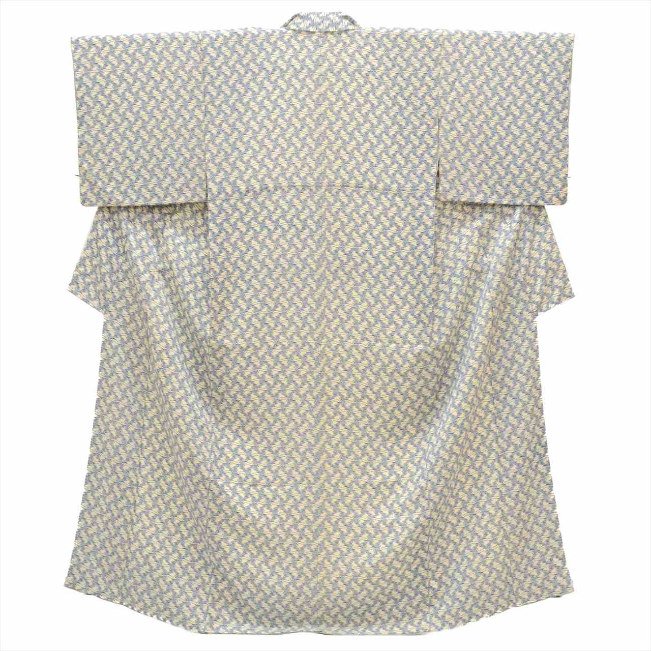[Used] Komon (small patterned) recycled kimono, pure silk, lined, length 156.5cm (61.6in) (M), sleeve length 63.0cm (24.8in), white, crane pattern, crepe fabric, high quality, semi-formal, spring, summer, autumn, winter, ready-made. 
