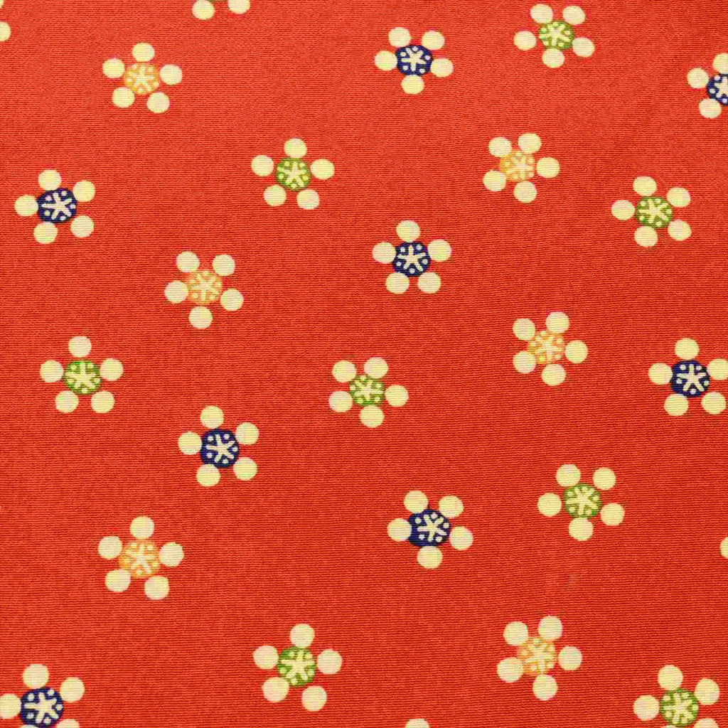 [Used] Komon (small patterned) recycled kimono, lined, pure silk, length 164.0cm (64.6in), size L, sleeve length 65.0cm (25.6in), reddish color with floral pattern, high quality, semi-formal, spring, summer, autumn, winter, ready-made. 