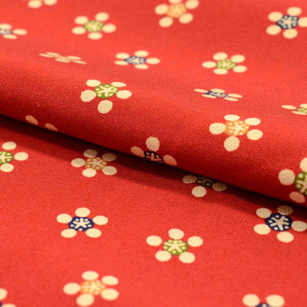 [Used] Komon (small patterned) recycled kimono, lined, pure silk, length 164.0cm (64.6in), size L, sleeve length 65.0cm (25.6in), reddish color with floral pattern, high quality, semi-formal, spring, summer, autumn, winter, ready-made. 
