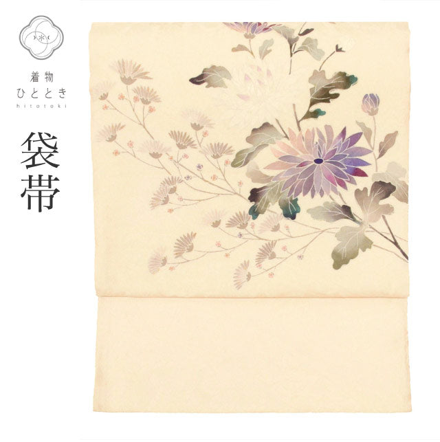 【中古】 袋帯 リサイクル 正絹 フォーマル 交織 仕立て上がり 白色系 菊文様 お太鼓柄 洒落袋 tt2631b 【 送料無料 リユース 和服 結婚式 お祝い お茶会 パーティー 入学式 卒業式 お茶会 お茶席 茶道 着物 帯 kimono 通販 】