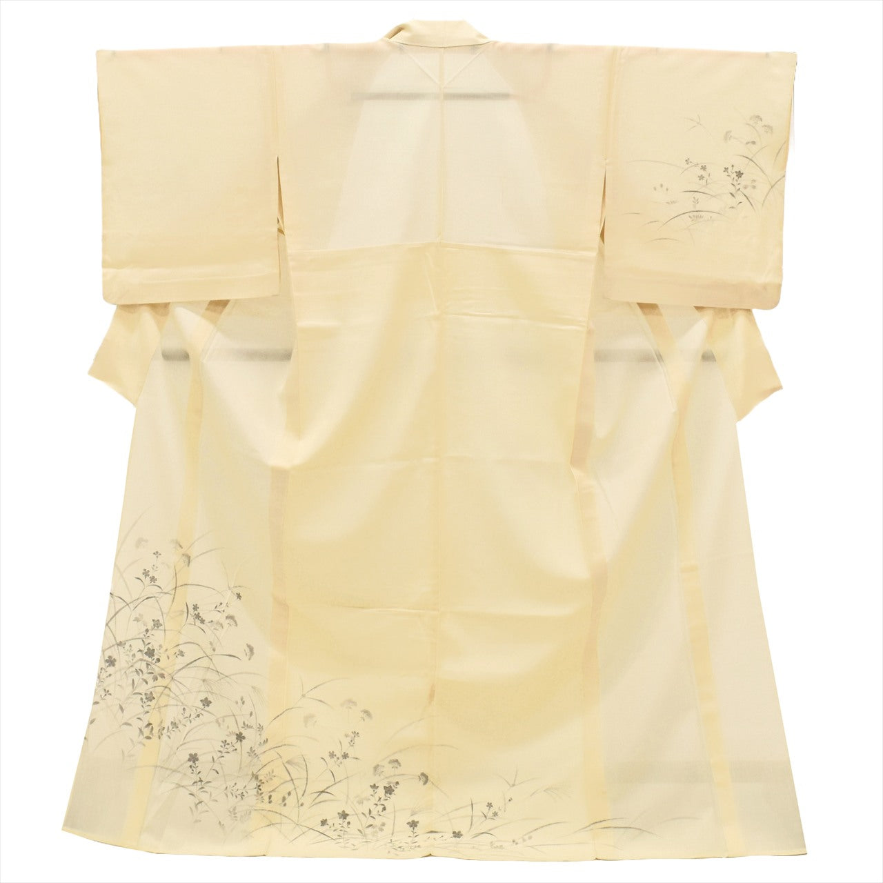 [Used] Yuki Tsumugi Kimono, Pure Silk, Recycled, Length 166.5cm (LL), Sleeve Length 67cm, Ready-made, Summer, White, Floral Pattern [Tsumugi, Tsumugi Kimono, Recycled Tsumugi, Pure Silk, Lined, Tsumugi, Reuse, Vintage, Outlet, Free Shipping] tt2644b 