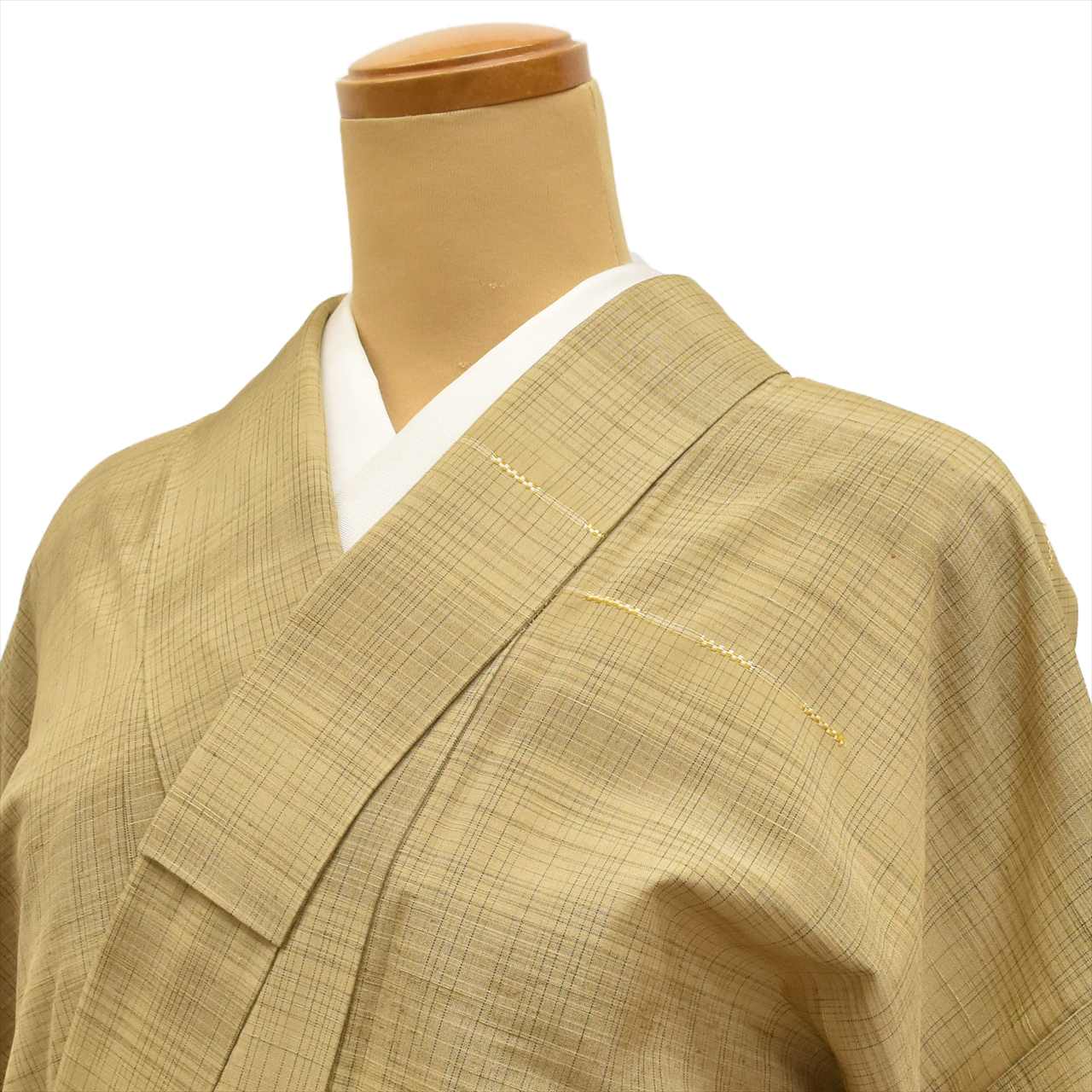 [Used] Tsumugi Silk Kimono, Length 155.0cm (61.0in) (Size S), Sleeve Length 66.0cm (26.0in), Ready-made, Recycled Kimono, Lined, Brown, Checkered Pattern, tt2645b 
