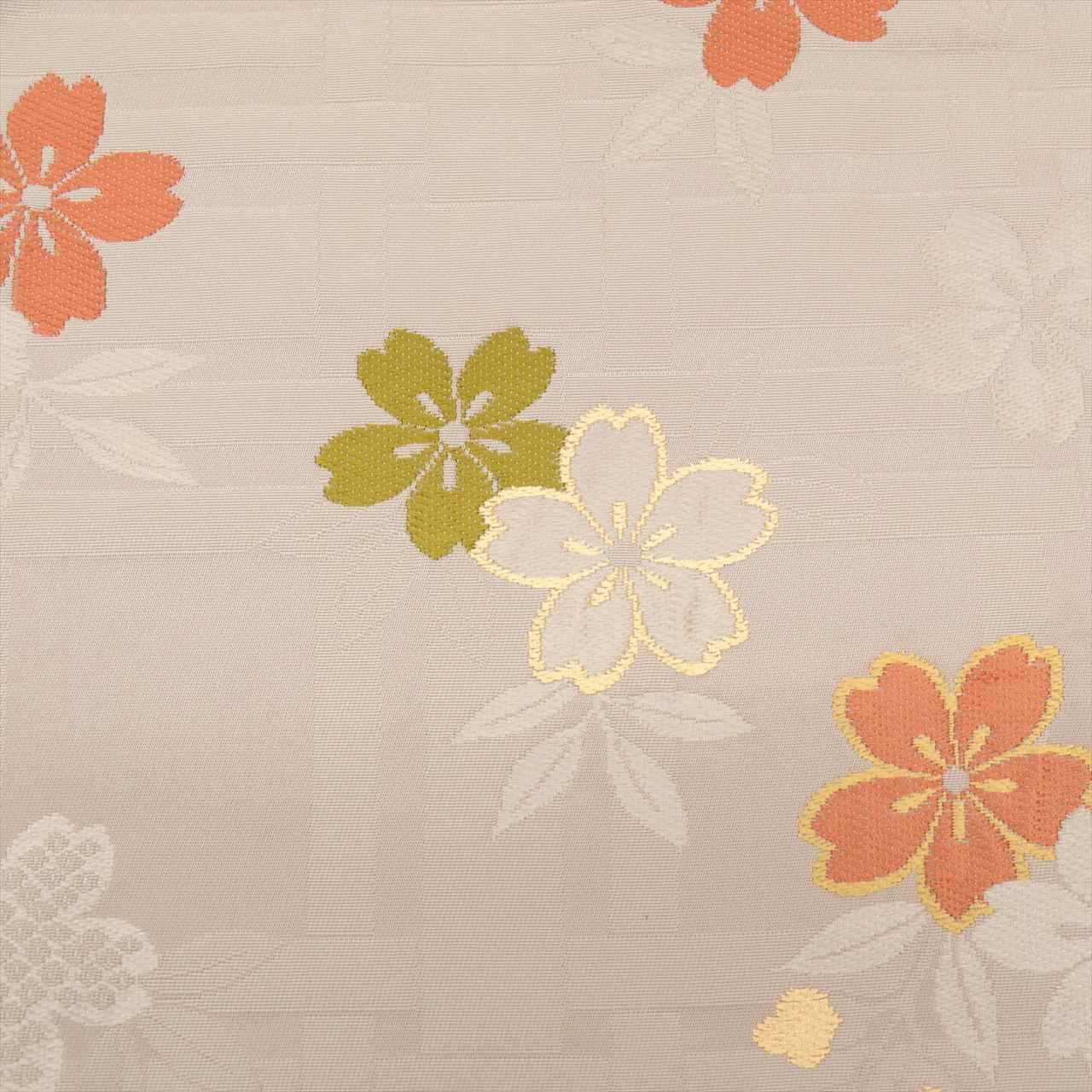 [Used] Kyoto-style obi (sash), synthetic fiber, ready-made, recycled obi, gray color, cherry blossom pattern, six-panel design, tt2656b [Japanese clothing, casual kimono, retro, antique, affordable, stylish, everyday wear, practice, kimono] [r26] 