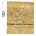 【中古】 袋帯 リサイクル 正絹 フォーマル 仕立て上がり 金色系 花文様 振袖用 六通柄 金糸 銀糸 tt2664b 【 送料無料 リユース 和服 結婚式 お祝い お茶会 パーティー 入学式 卒業式 お茶会 お茶席 茶道 着物 帯 kimono 通販 】