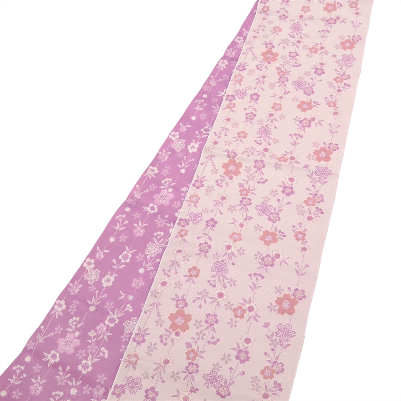 [Used] Nagoya obi (sash), synthetic fiber, 8-inch width, ready-made, excellent condition, unused, recycled obi, purple, cherry blossom pattern, all-over design, tt2671b [r26] 