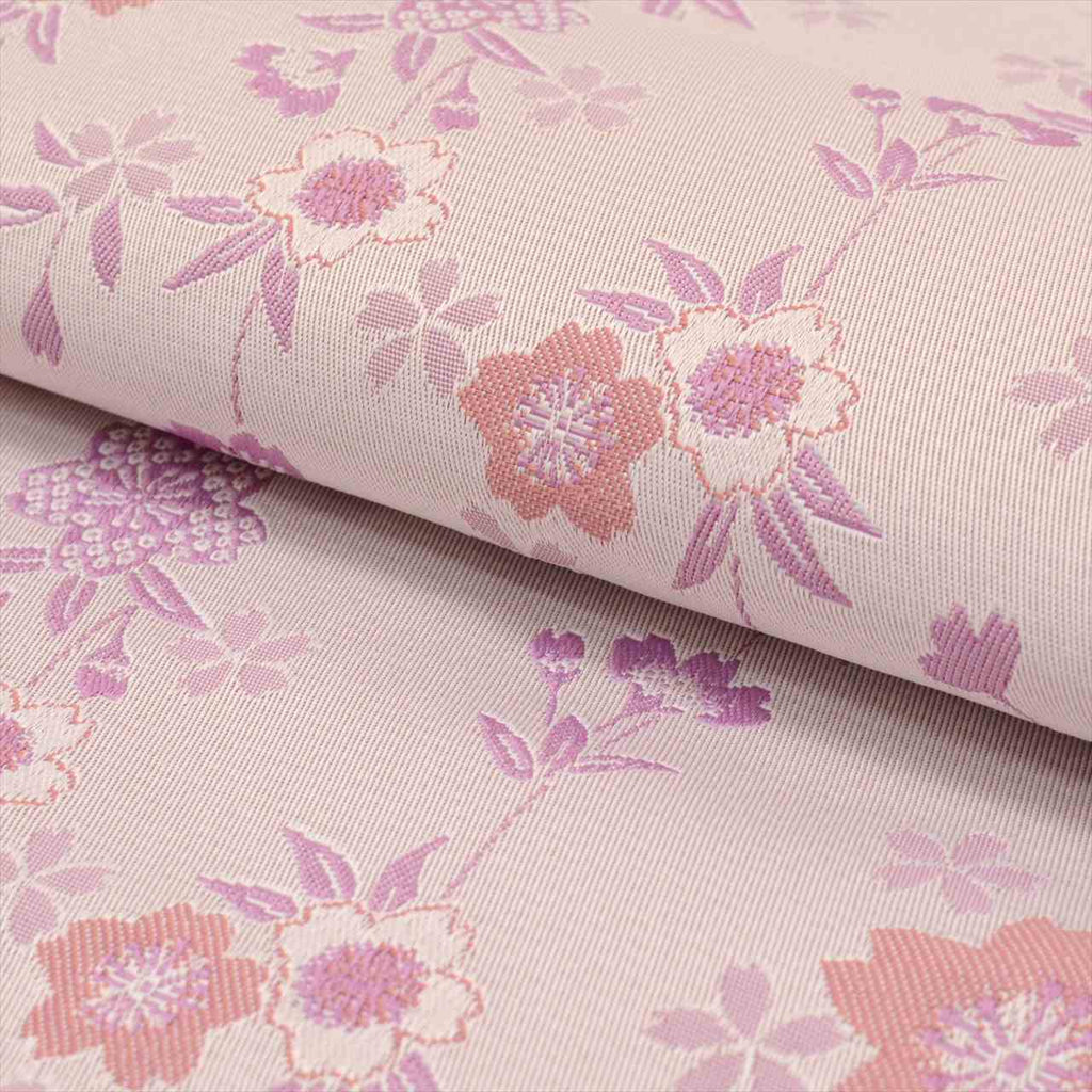 [Used] Nagoya obi (sash), synthetic fiber, 8-inch width, ready-made, excellent condition, unused, recycled obi, purple, cherry blossom pattern, all-over design, tt2671b [r26] 