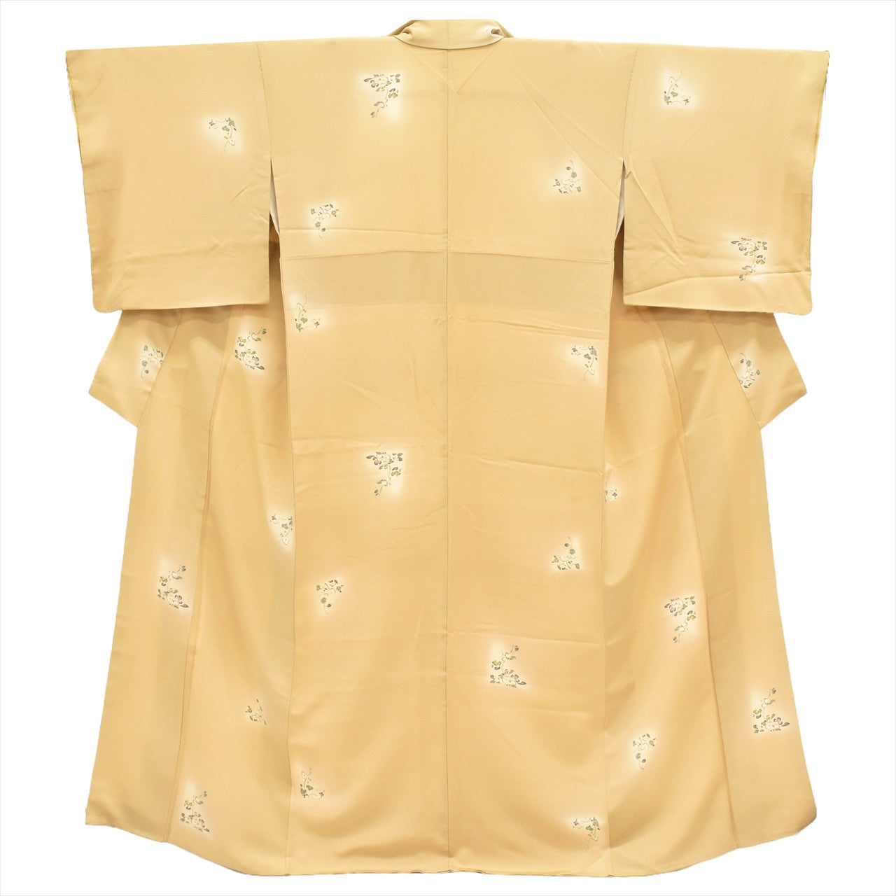 [Used] Komon (small patterned) recycled kimono, lined, pure silk, length 156.5cm (61.6in) (size M), sleeve length 68.5cm (27.0in), brown tones, floral pattern, high quality, semi-formal, spring, summer, autumn, winter, ready-made. 