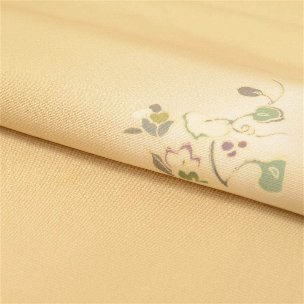 [Used] Komon (small patterned) recycled kimono, lined, pure silk, length 156.5cm (61.6in) (size M), sleeve length 68.5cm (27.0in), brown tones, floral pattern, high quality, semi-formal, spring, summer, autumn, winter, ready-made. 