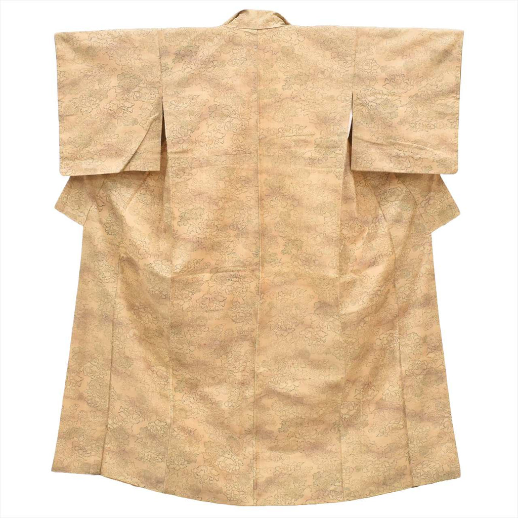 [Used] Tsumugi Silk Kimono, Lined, Length 151.7cm (59.7in) (Size S), Sleeve Length 62.5cm (24.6in), Ready-made, Recycled Kimono, Excellent Condition, Brown with Floral Pattern, tt2677b 