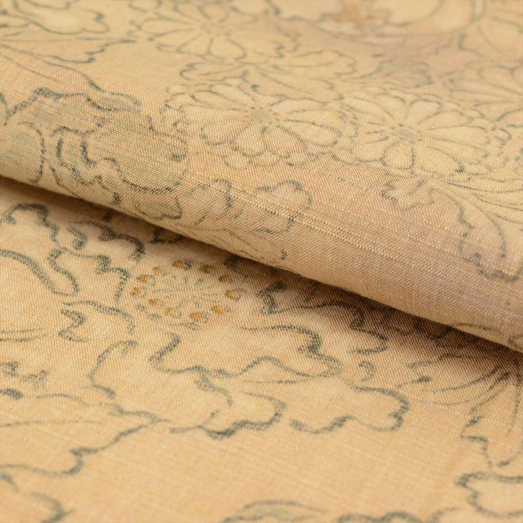 [Used] Tsumugi Silk Kimono, Lined, Length 151.7cm (59.7in) (Size S), Sleeve Length 62.5cm (24.6in), Ready-made, Recycled Kimono, Excellent Condition, Brown with Floral Pattern, tt2677b 