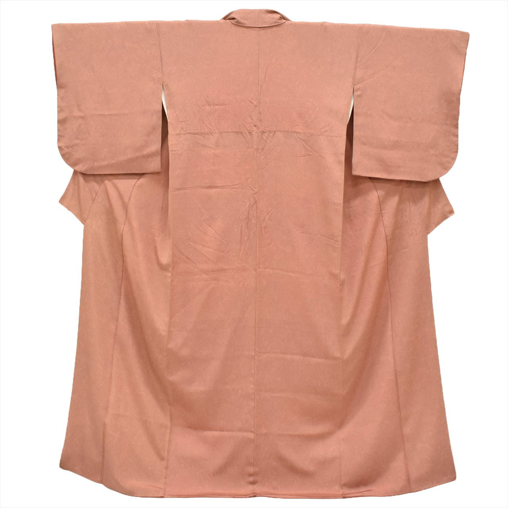 [Used] Komon (small patterned) recycled kimono, pure silk, lined, length 160.0cm (63.0in) (size M), sleeve length 67.0cm (26.4in), pinkish color, suminagashi (marbled ink pattern), high quality, semi-formal, spring, summer, autumn, winter, ready-made. 