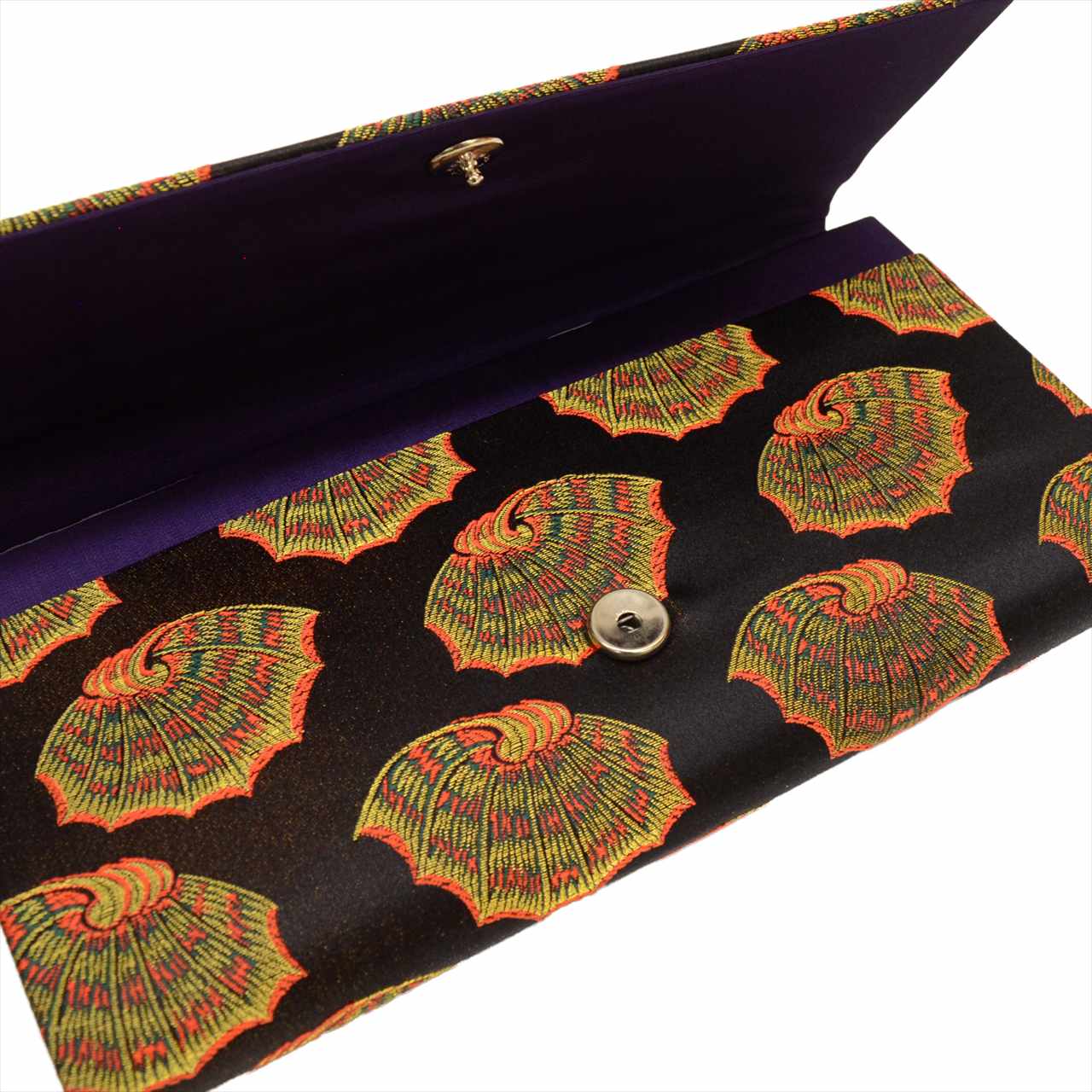 [Used] Nagoya Obi (Kimono Sash), Pure Silk, 9-inch width, Ready-made, Recycled Obi, Excellent Condition, Black, Colorful Shell Pattern, Tatsumura Textile, All-over Pattern, Signed, Comes with Bag, Gold Thread, tt2685b 