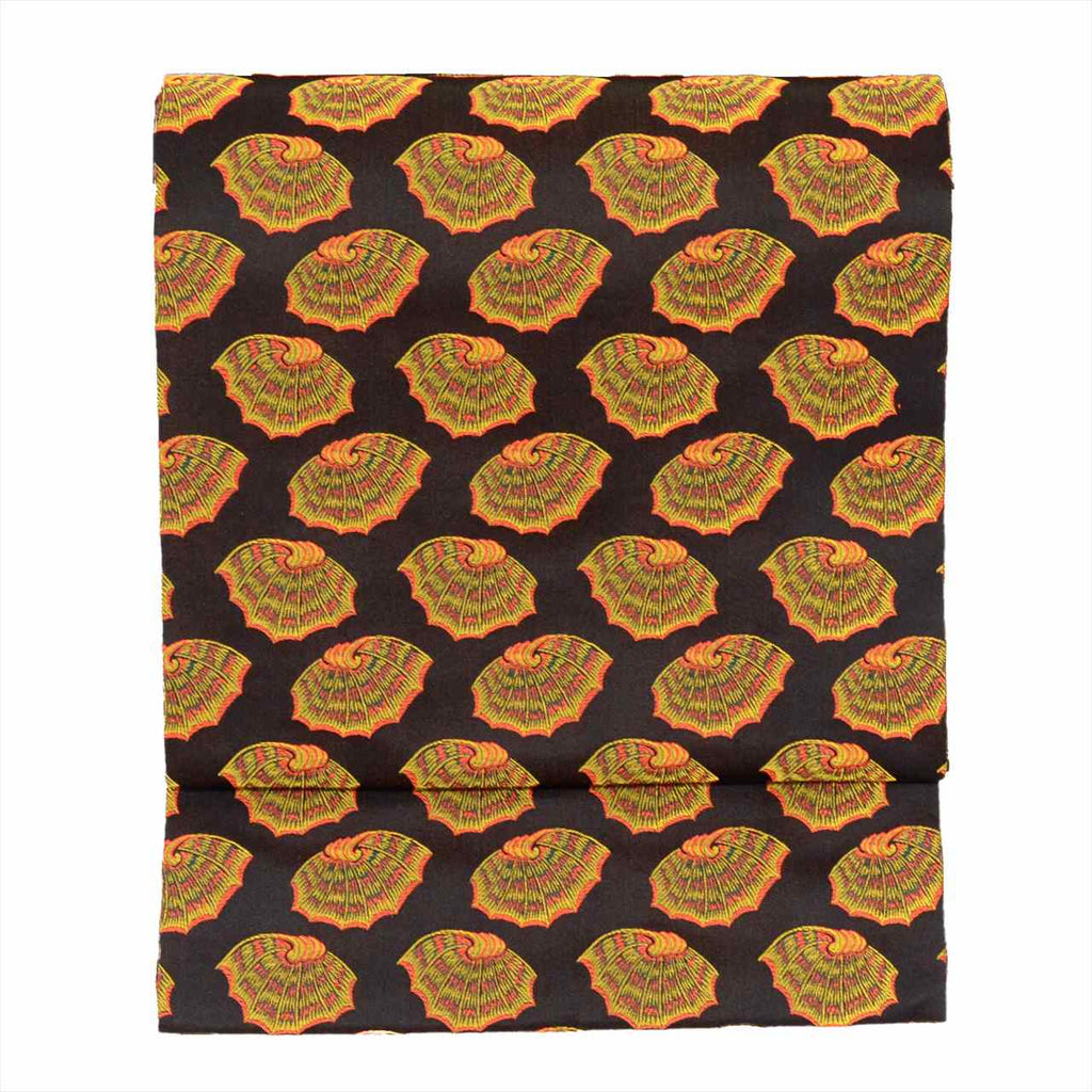 [Used] Nagoya Obi (Kimono Sash), Pure Silk, 9-inch width, Ready-made, Recycled Obi, Excellent Condition, Black, Colorful Shell Pattern, Tatsumura Textile, All-over Pattern, Signed, Comes with Bag, Gold Thread, tt2685b 