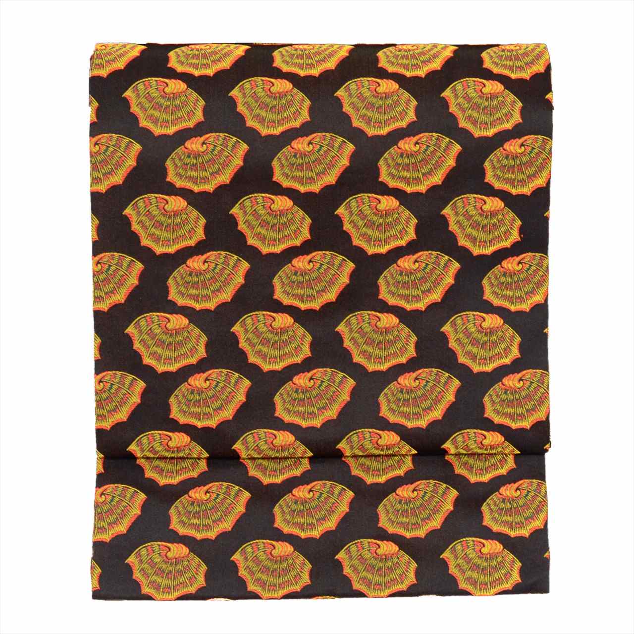 [Used] Nagoya Obi (Kimono Sash), Pure Silk, 9-inch width, Ready-made, Recycled Obi, Excellent Condition, Black, Colorful Shell Pattern, Tatsumura Textile, All-over Pattern, Signed, Comes with Bag, Gold Thread, tt2685b 