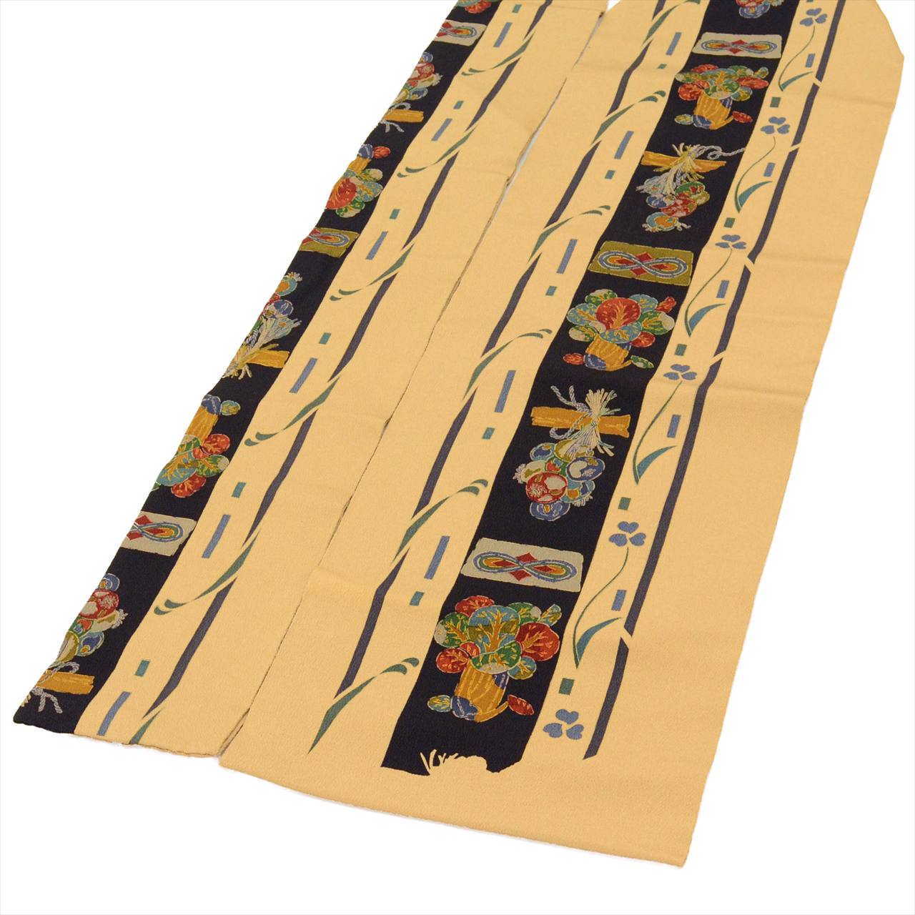 [Used] Nagoya obi (sash), pure silk, 9-inch width, ready-made, recycled obi, brown tones, botanical pattern, crepe fabric, all-over pattern, dyed obi tt2688b 