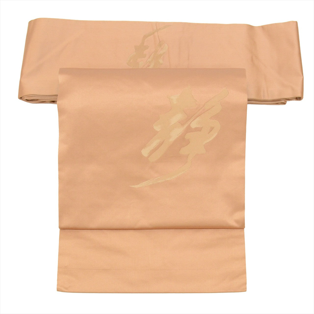 [Used] Nagoya obi (sash), pure silk, 9-inch width, ready-made, recycled obi, brown color, with text pattern, taiko pattern, tt2705b 