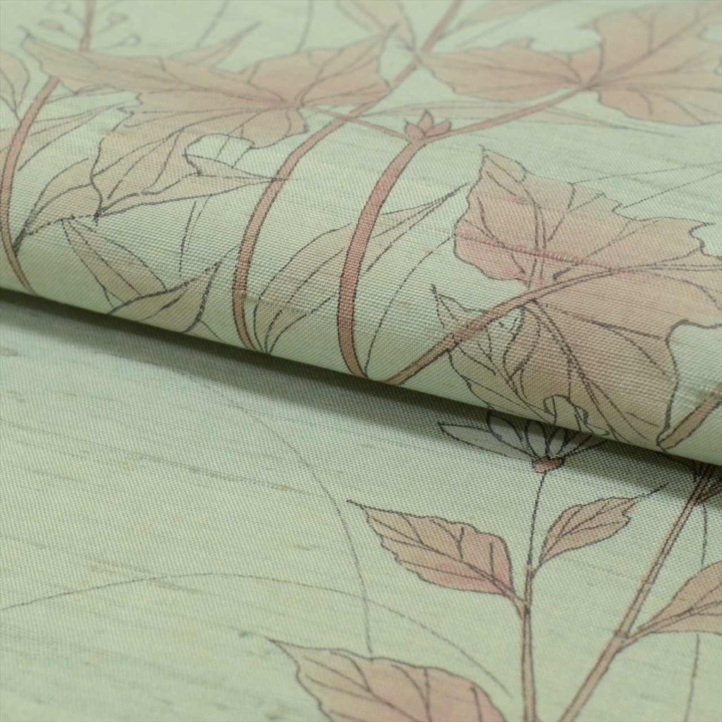 Hakusan Tsumugi Silk Kimono, Lined, Length 161.5cm (63.6in) (Size L), Sleeve Length 67.7cm (26.7in), Ready-made, Recycled Kimono, Green with Floral Pattern, tt2727b 