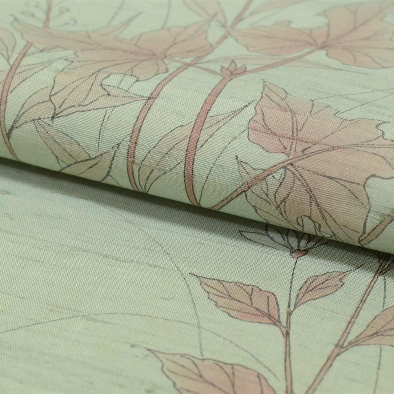Hakusan Tsumugi Silk Kimono, Lined, Length 161.5cm (63.6in) (Size L), Sleeve Length 67.7cm (26.7in), Ready-made, Recycled Kimono, Green with Floral Pattern, tt2727b 