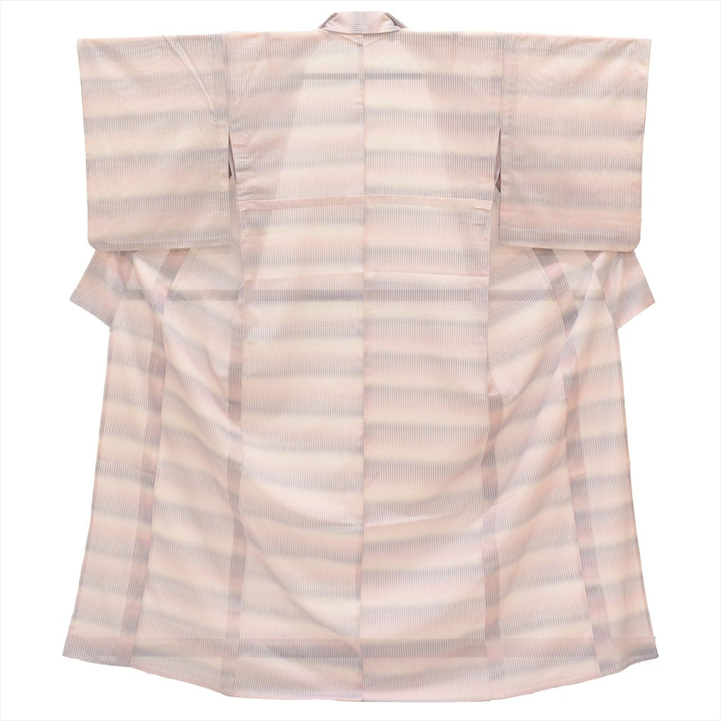 Summer kimono, unlined, synthetic fiber, length 159.0cm (62.6in) (size M), sleeve length 65.0cm (25.6in) (sleeve length), ready-made, recycled kimono, purple tones, blurred pattern, washable, ro (thin silk fabric), tt2746b 