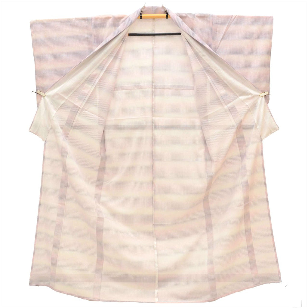 Summer kimono, unlined, synthetic fiber, length 159.0cm (62.6in) (size M), sleeve length 65.0cm (25.6in) (sleeve length), ready-made, recycled kimono, purple tones, blurred pattern, washable, ro (thin silk fabric), tt2746b 