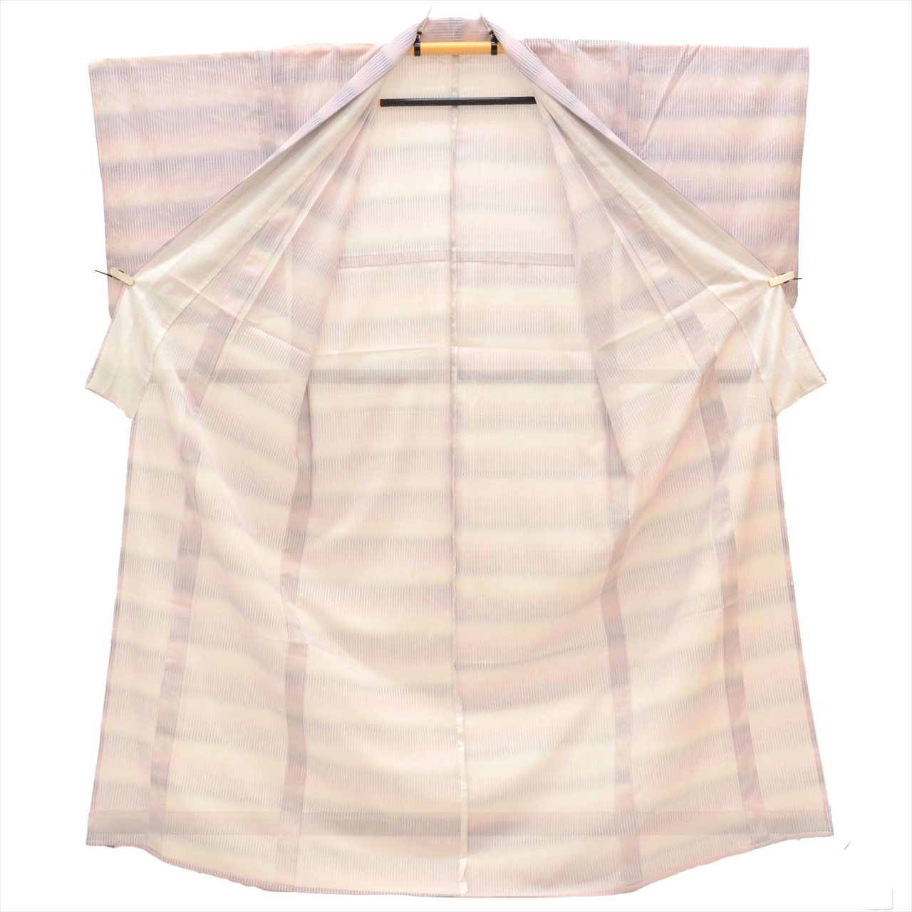 Summer kimono, unlined, synthetic fiber, length 159.0cm (62.6in) (size M), sleeve length 65.0cm (25.6in) (sleeve length), ready-made, recycled kimono, purple tones, blurred pattern, washable, ro (thin silk fabric), tt2746b 