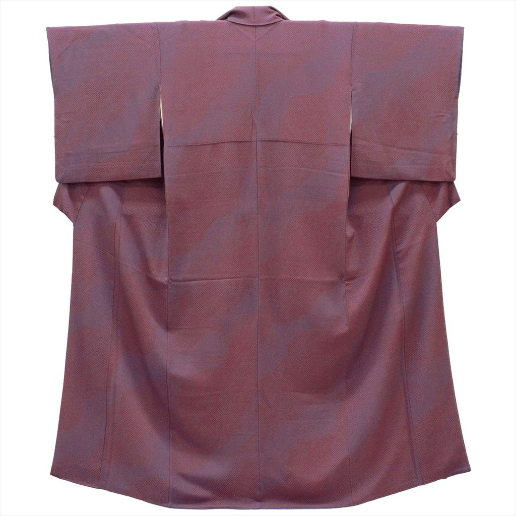 [Used] Komon (small patterned) recycled kimono, pure silk, length 154.5cm (size S), sleeve length 64cm, lined, used kimono, purple tones, kanoko pattern, crepe fabric, high quality, semi-formal, spring, summer, autumn, winter, ready-made. 