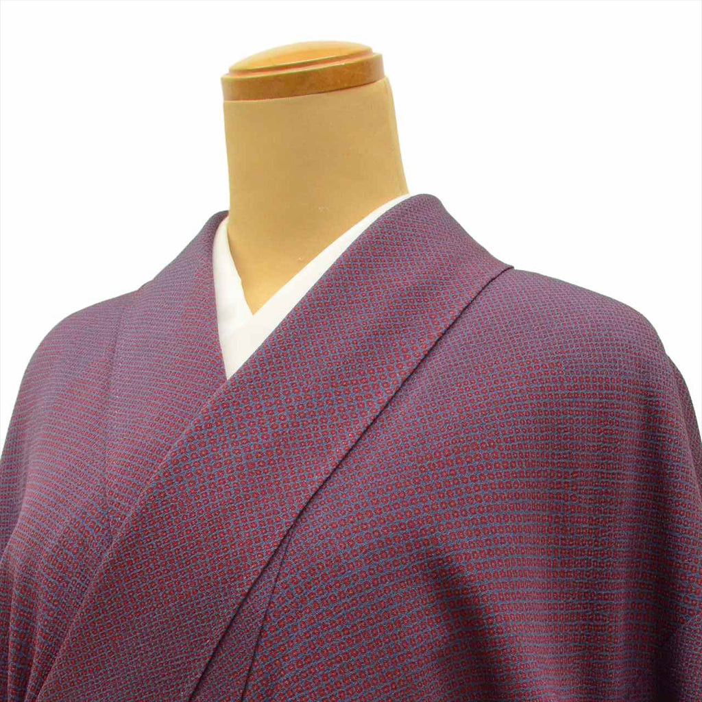 [Used] Komon (small patterned) recycled kimono, pure silk, length 154.5cm (size S), sleeve length 64cm, lined, used kimono, purple tones, kanoko pattern, crepe fabric, high quality, semi-formal, spring, summer, autumn, winter, ready-made. 