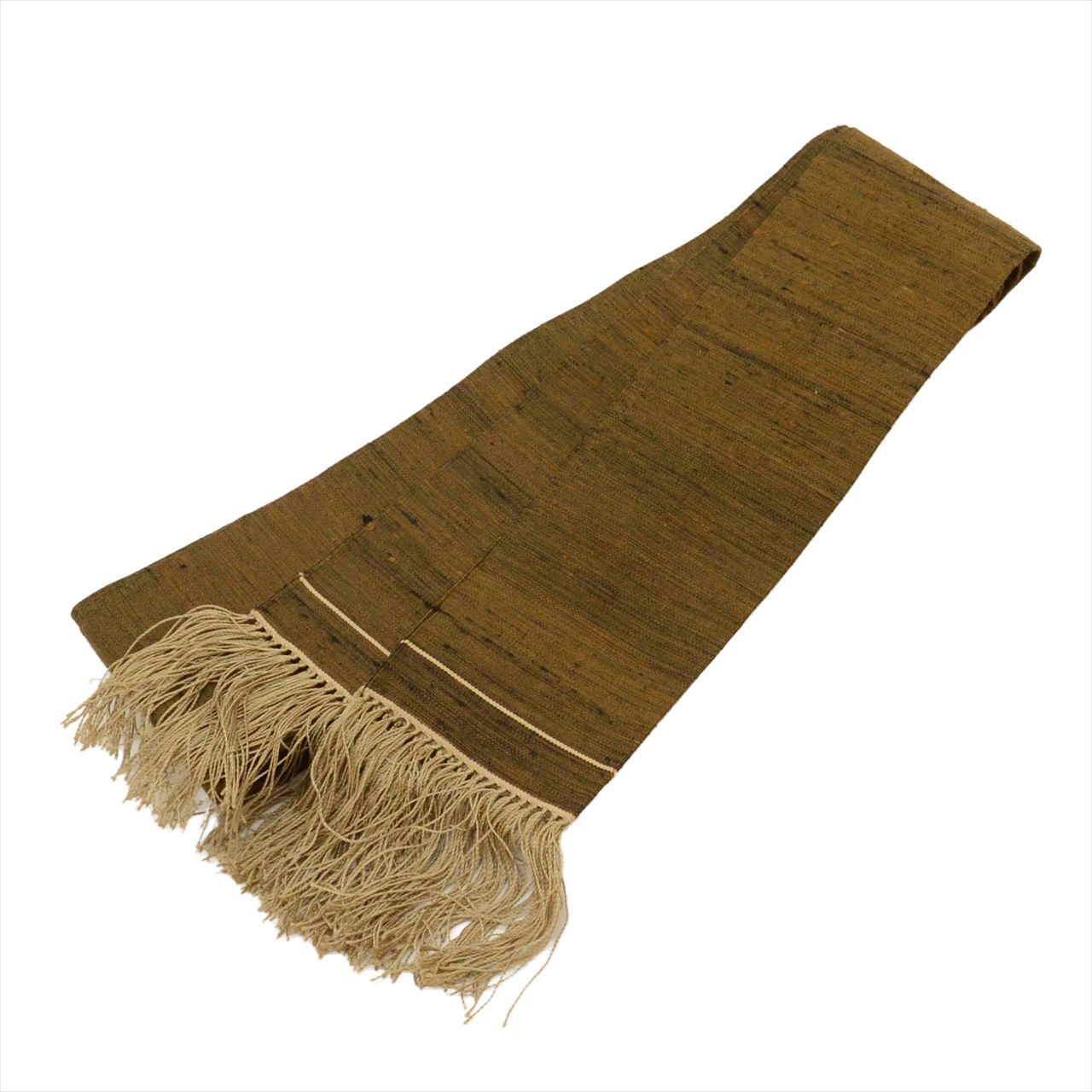 [Used] Men's Kimono and Haori Ensemble, Authentic Shiozawa Tsumugi Silk, Length 142.5cm (56.1in) (M), Sleeve Length 68.0cm (26.8in), Ready-made, Recycled Kimono, Handwoven, Cleaned, Antique, Brown, Comes with Obi and Haori Cord, ttc2560a40 