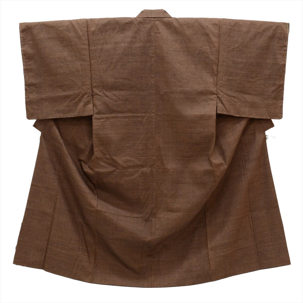 [Used] Men's Kimono and Haori Ensemble, Authentic Shiozawa Tsumugi Silk, Length 142.5cm (56.1in) (M), Sleeve Length 68.0cm (26.8in), Ready-made, Recycled Kimono, Handwoven, Cleaned, Antique, Brown, Comes with Obi and Haori Cord, ttc2560a40 