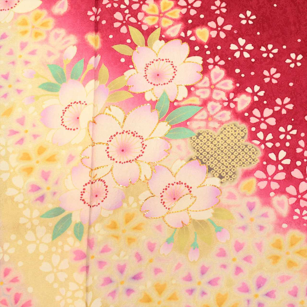 [Used] Furisode (long-sleeved kimono) - Single item, Pure silk, Length 172.0cm (67.7in) (LL size), Sleeve length 66.5cm (26.2in), Ready-made, Recycled kimono, Used, Excellent condition, Purple, Floral pattern, Gold embroidery, Vintage, uu0004b 