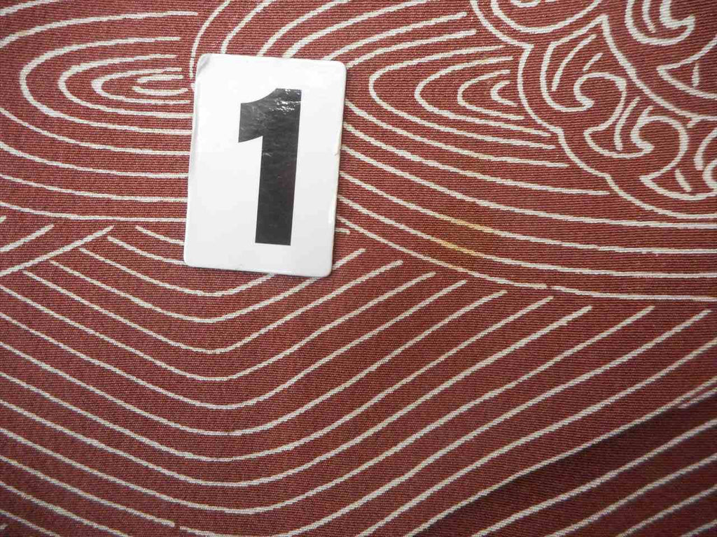 [Used] Komon (small patterned) recycled kimono, pure silk, length 158.0cm (62.2in) (size M), sleeve length 63.5cm (25.0in), lined, used, brown, wave pattern, crepe fabric, high quality, semi-formal, spring, summer, autumn, winter, ready-made. 