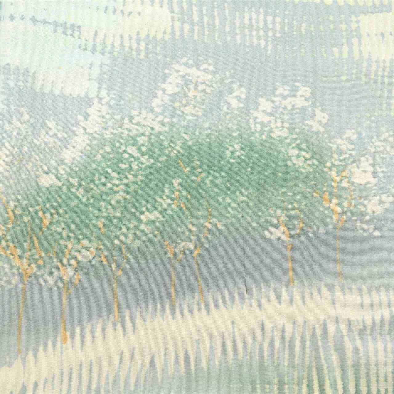 [Used] Komon (small patterned) recycled kimono, pure silk, length 155cm (size S), sleeve length 65cm, lined, unused, gray color, tree pattern, crepe fabric, used kimono, high quality, semi-formal, spring, summer, autumn, winter, ready-made. 