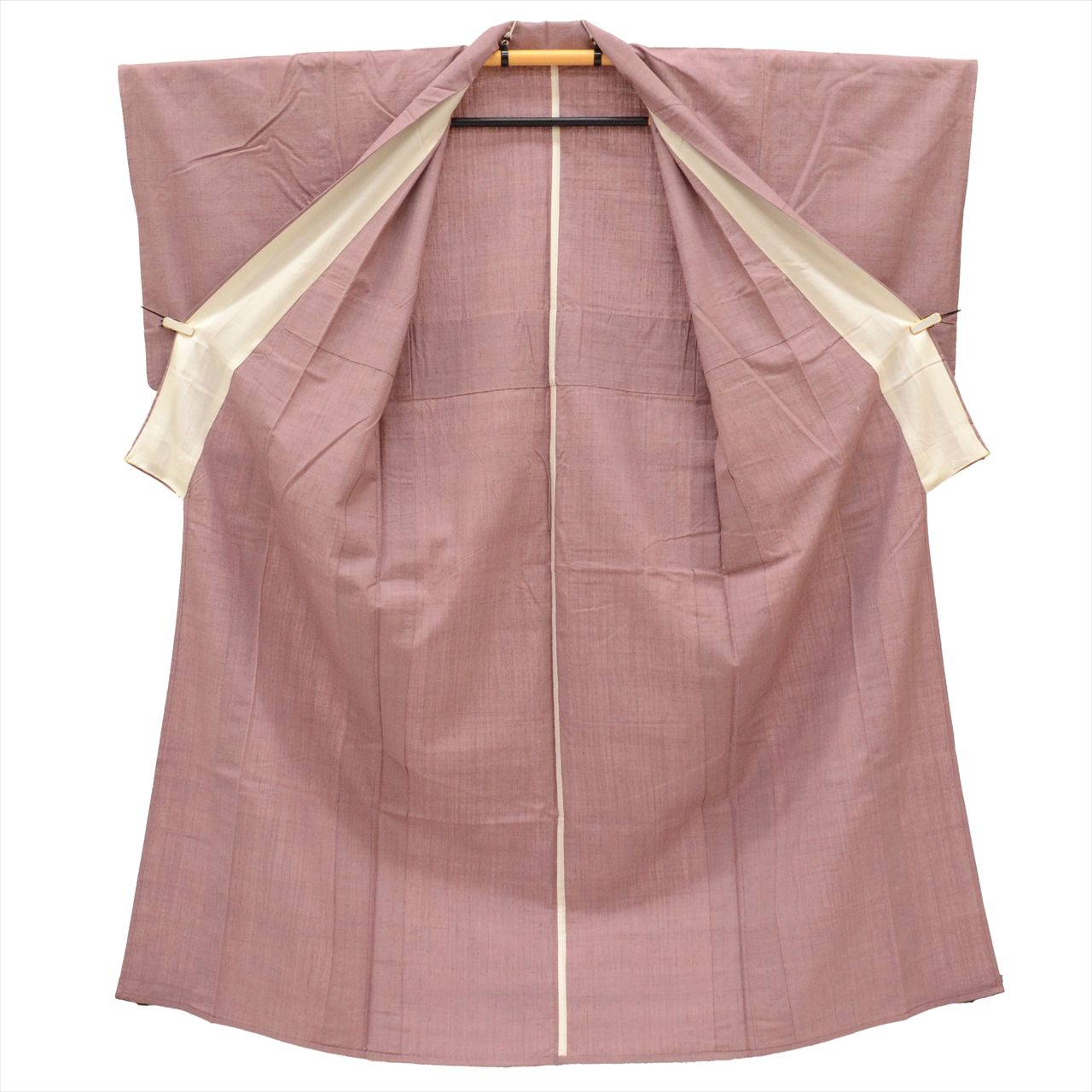 [Used] Pure silk pongee kimono, unlined, length 156.5cm (61.6in) (size M), sleeve length 63.0cm (24.8in) (length), ready-made, recycled kimono, purple color, used kimono uu0045b 