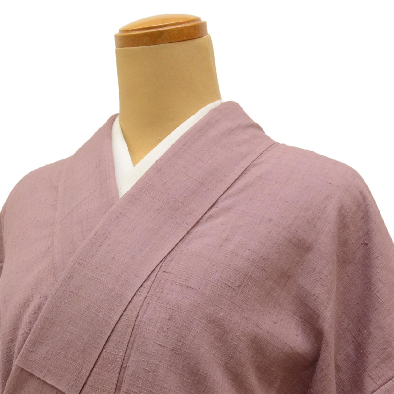 [Used] Pure silk pongee kimono, unlined, length 156.5cm (61.6in) (size M), sleeve length 63.0cm (24.8in) (length), ready-made, recycled kimono, purple color, used kimono uu0045b 