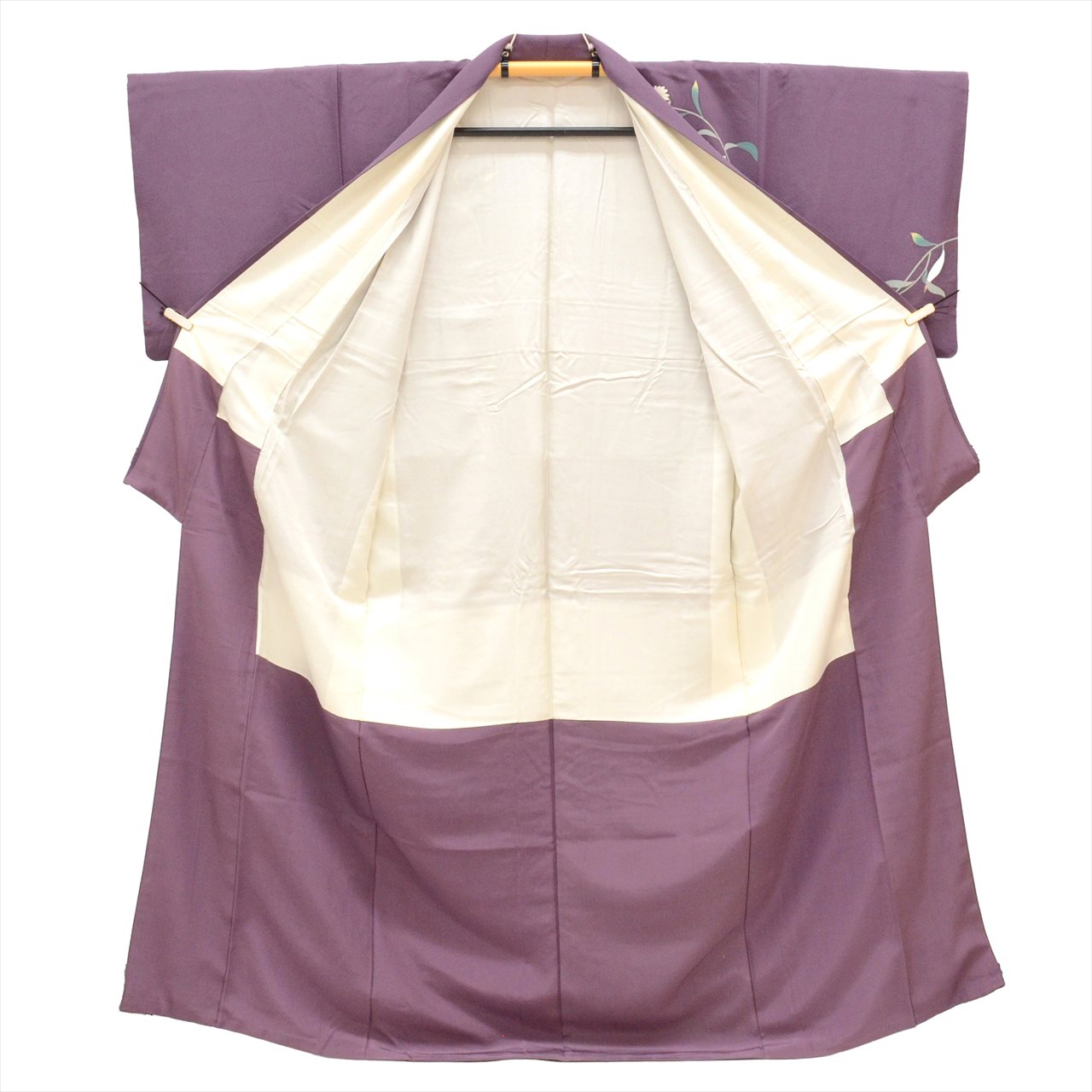Vintage Japanese Kimono | Tsukesage-Houmongi | Purple Silk | Floral | Kaga Yuzen | One Crest | Artist Signed | Sustainable | uu0065b