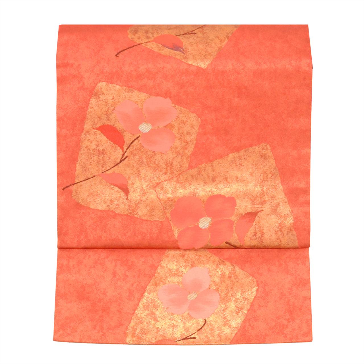 Vintage Japanese Obi | Nagoya Obi | Pink Silk | Color Paper Floral | Hikihaku | Excellent | Sustainable | uu0066b