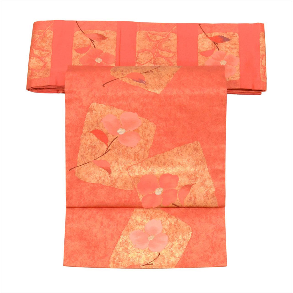 Vintage Japanese Obi | Nagoya Obi | Pink Silk | Color Paper Floral | Hikihaku | Excellent | Sustainable | uu0066b