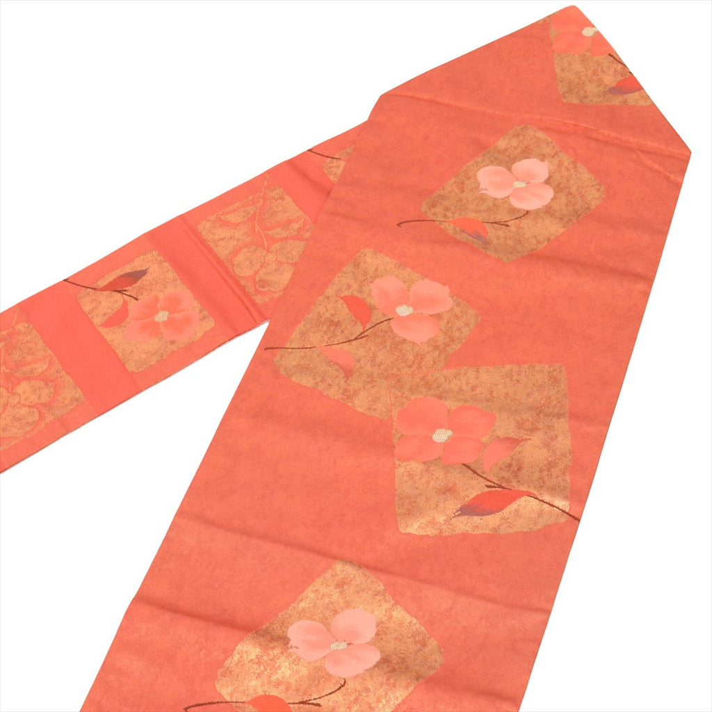 Vintage Japanese Obi | Nagoya Obi | Pink Silk | Color Paper Floral | Hikihaku | Excellent | Sustainable | uu0066b