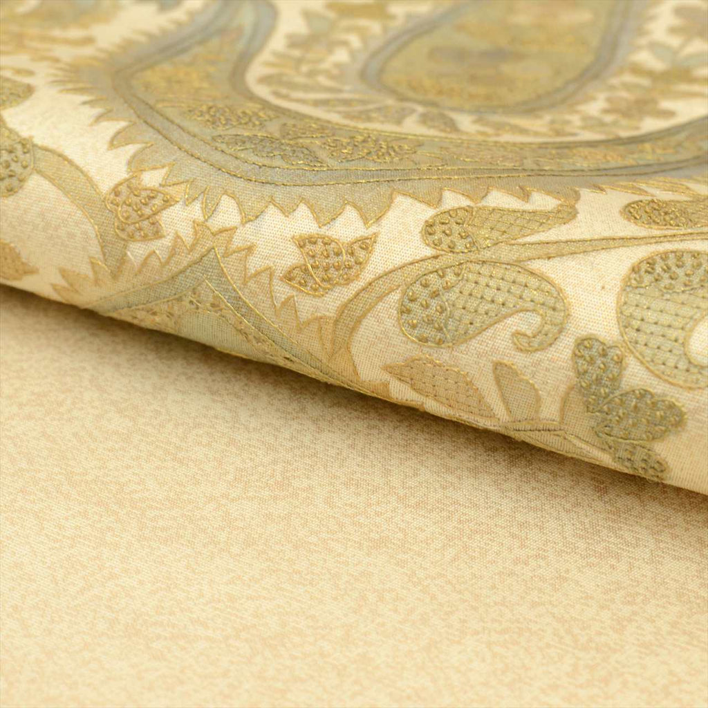 Vintage Japanese Obi | Fukuro Obi | Gold Silk | Paisley Pattern | Hikihaku Suzhou Embroidery | Sustainable | uu0074b