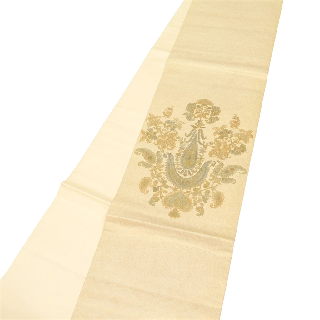 Vintage Japanese Obi | Fukuro Obi | Gold Silk | Paisley Pattern | Hikihaku Suzhou Embroidery | Sustainable | uu0074b