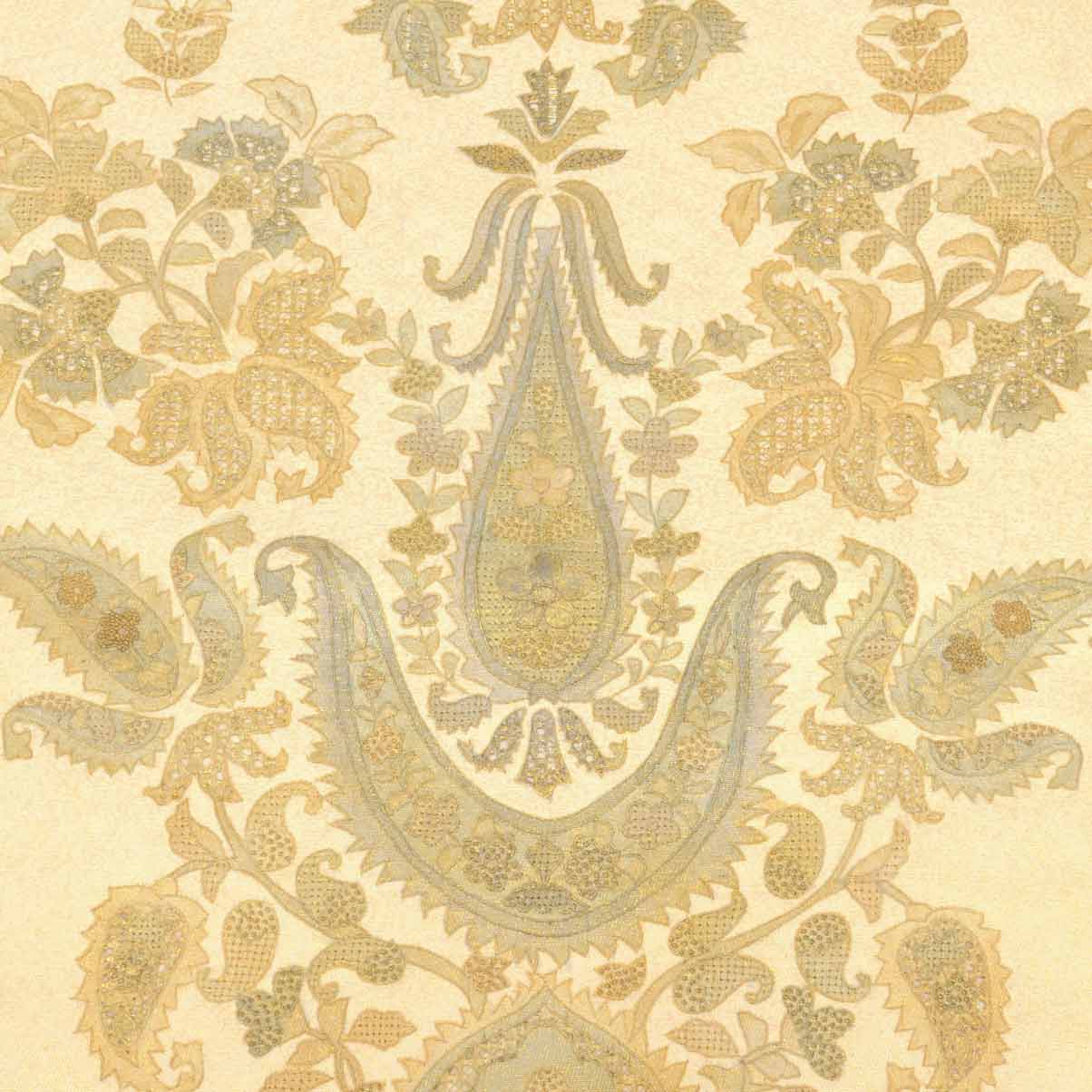 Vintage Japanese Obi | Fukuro Obi | Gold Silk | Paisley Pattern | Hikihaku Suzhou Embroidery | Sustainable | uu0074b