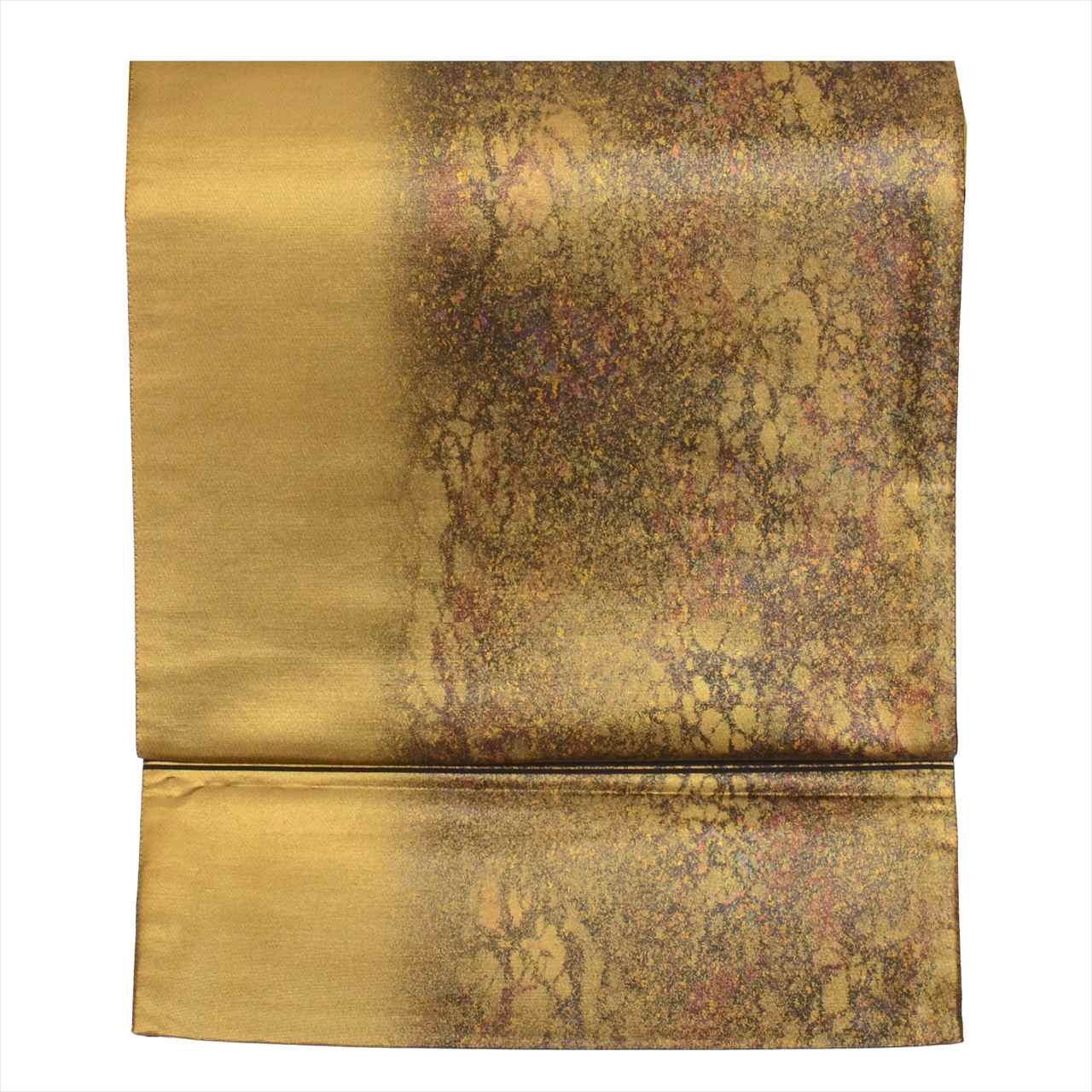 Vintage Japanese Obi | Fukuro Obi | Gold Silk | Mottled Marbled Pattern | Hikihaku | Sustainable | uu0078b