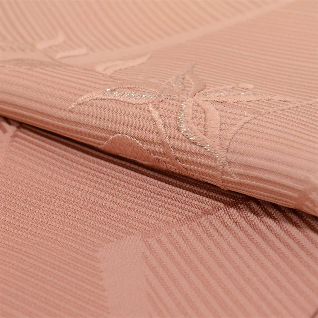 Vintage Japanese Kimono | Tsukesage | Pink Silk | Botanical Floral | Silver Thread | Petite Size S | Sustainable | uu0082b