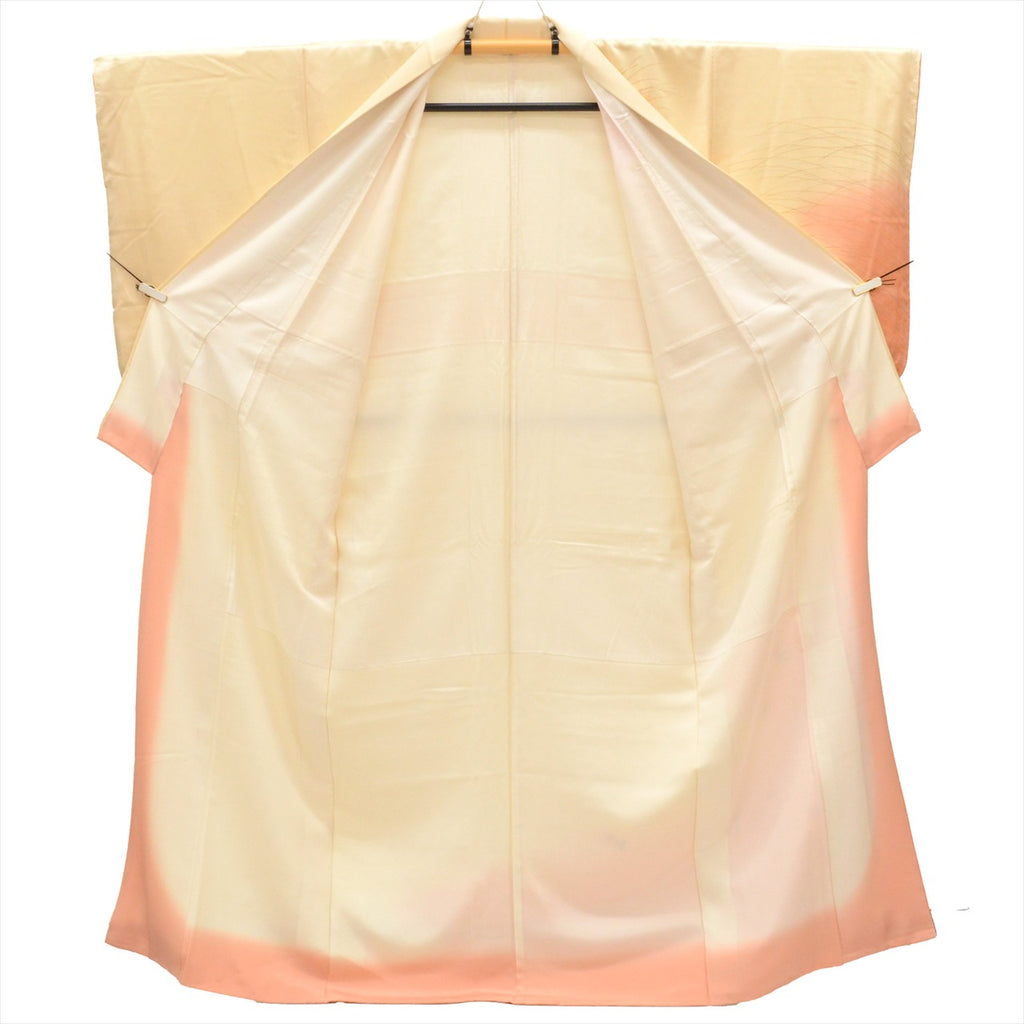 Vintage Japanese Kimono | Tsukesage | Yellow Silk | Small Floral Embroidery | Size M | Sustainable | uu0084b